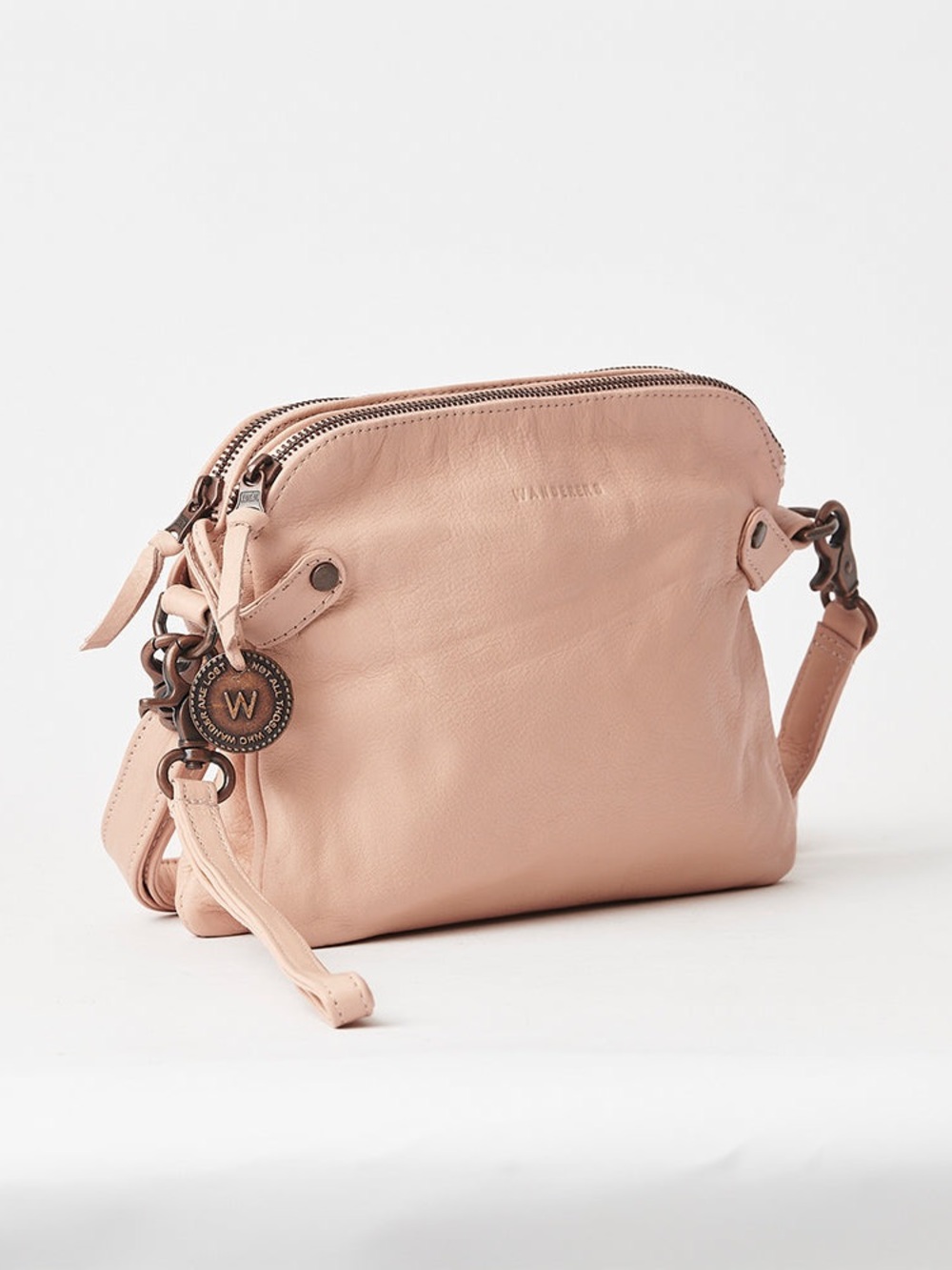 Wanderers Travel Co THE VENETIAN PASSPORT Blush Leather Crossbody Bag - Picture 4 of 13